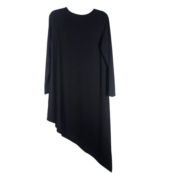Bryn Walker Womens Asymmetrical Dress Black M Minimalist Quiet Luxury Lagenlook - Picture 3 of 11